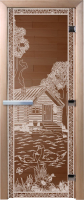 Стеклянная дверь для бани/сауны Doorwood Банька в лесу 70x190 / DW00918 (бронза) - 