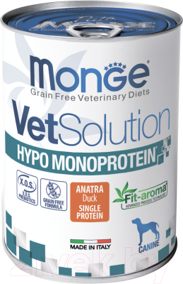 Влажный корм для собак Monge VetSolution Dog Hypo с уткой (400г)