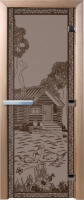 Стеклянная дверь для бани/сауны Doorwood Банька в лесу 70x180 / DW03589 (графит матовый) - 