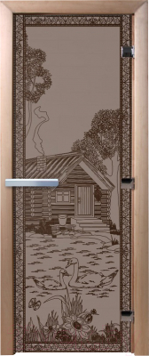 Стеклянная дверь для бани/сауны Doorwood Банька в лесу 70x180 / DW03589 (графит матовый)