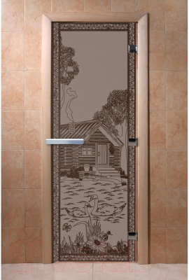 Стеклянная дверь для бани/сауны Doorwood Банька в лесу 70x180 / DW03589 (графит матовый)