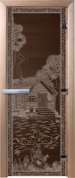 Стеклянная дверь для бани/сауны Doorwood Банька в лесу 70x190 / DW02932 (графит) - 