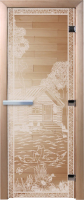 Стеклянная дверь для бани/сауны Doorwood Банька в лесу 70x190 / DW00916 (прозрачный) - 