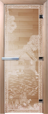 Стеклянная дверь для бани/сауны Doorwood Банька в лесу 70x190 / DW00916 (прозрачный)