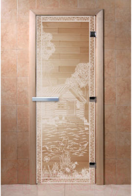 Стеклянная дверь для бани/сауны Doorwood Банька в лесу 70x190 / DW00916 (прозрачный)