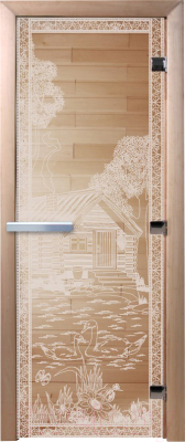 Стеклянная дверь для бани/сауны Doorwood Банька в лесу 80x200 / DW00917 (прозрачный)