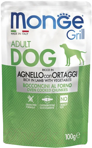Влажный корм для собак Monge Dog Grill с овощами (100г)