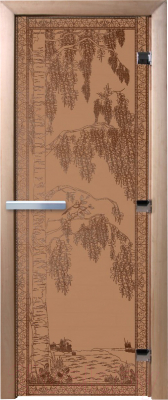 Стеклянная дверь для бани/сауны Doorwood Березка 70x190 / DW00907 (бронза матовый)