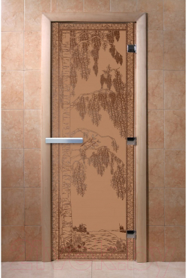 Стеклянная дверь для бани/сауны Doorwood Березка 70x190 / DW00907 (бронза матовый)