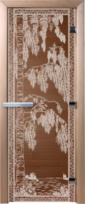 Стеклянная дверь для бани/сауны Doorwood Березка 80x200 / DW00901 (бронза)