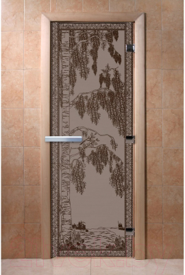 Стеклянная дверь для бани/сауны Doorwood Березка 70x180 / DW03587 (графит матовый)