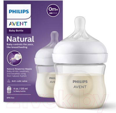 Молокоотсос ручной Philips AVENT С контейнерами и бутылочкой / F24001 (125мл)