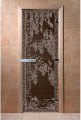 Стеклянная дверь для бани/сауны Doorwood Березка 70x190 / DW02843 (графит)