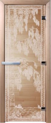 Стеклянная дверь для бани/сауны Doorwood Березка 70x190 / DW00902 (прозрачный)