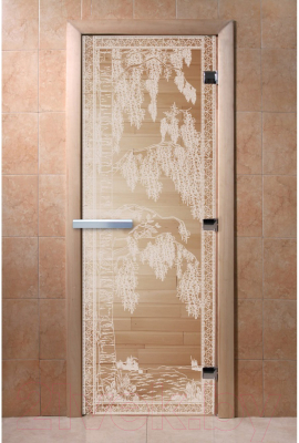 Стеклянная дверь для бани/сауны Doorwood Березка 70x190 / DW00902 (прозрачный)