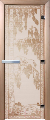 Стеклянная дверь для бани/сауны Doorwood Березка 70x190 / DW00904 (сатин)