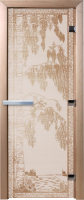 Стеклянная дверь для бани/сауны Doorwood Березка 80x200 / DW00905 (сатин) - 