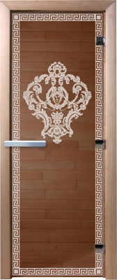 Стеклянная дверь для бани/сауны Doorwood Версаче 70x190 / DW01244 (бронза)