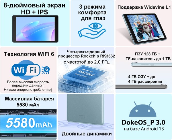 Планшет Blackview Tab 50 4GB/128GB Wi-Fi / TAB 50_SB (синий)