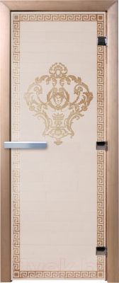 Стеклянная дверь для бани/сауны Doorwood Версаче 70x190 / DW01245 (сатин)
