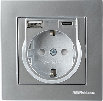 Розетка Mutlusan Rita 2220-629-0282 (нержавеющая сталь) -