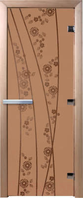 Стеклянная дверь для бани/сауны Doorwood Весна цветы 70x190 / DW00073 (бронза матовый)