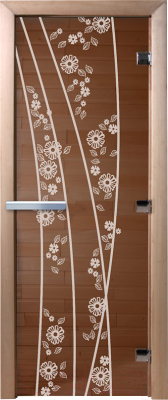 Стеклянная дверь для бани/сауны Doorwood Весна цветы 70x190 / DW00071