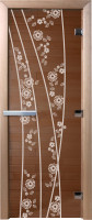 Стеклянная дверь для бани/сауны Doorwood Весна цветы 80x200 / DW00072 (бронза) - 