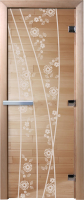 

Стеклянная дверь для бани/сауны, Весна цветы 80x200 / DW00972