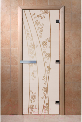 Стеклянная дверь для бани/сауны Doorwood Весна цветы 70x190 / DW00075 (сатин)