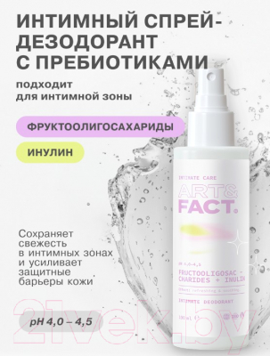 Спрей для интимной гигиены Art&Fact Fructooligosaccharides + Inulin Освежающий (100мл)