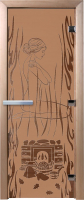 Стеклянная дверь для бани/сауны Doorwood Волшебный пар 80x200 / DW01493 (бронза матовый) - 