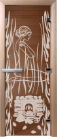 Стеклянная дверь для бани/сауны Doorwood Волшебный пар 70x190 / DW01494 (бронза) - 