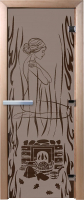 Стеклянная дверь для бани/сауны Doorwood Волшебный пар 70x190 / DW03186 (графит матовый) - 