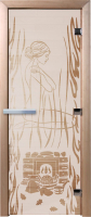 Стеклянная дверь для бани/сауны Doorwood Волшебный пар 70x190 / DW01498 (сатин) - 