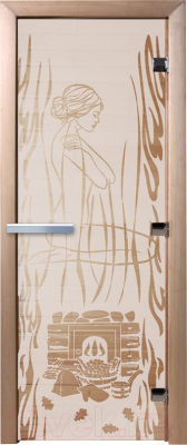 Стеклянная дверь для бани/сауны Doorwood Волшебный пар 70x190 / DW01498 (сатин)