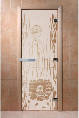 Стеклянная дверь для бани/сауны Doorwood Волшебный пар 70x190 / DW01498 (сатин)