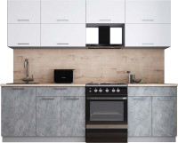 Кухонный гарнитур Интерлиния Мила Gloss 60-25 (белый софт/керамика/травертин серый) - 