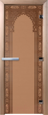 Стеклянная дверь для бани/сауны Doorwood Восточная арка 70x190 / DW01508 (бронза матовая)