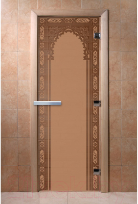 Стеклянная дверь для бани/сауны Doorwood Восточная арка 70x190 / DW01508 (бронза матовая)