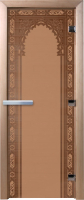 Стеклянная дверь для бани/сауны Doorwood Восточная арка 80x200 / DW01804 (бронза матовая) - 