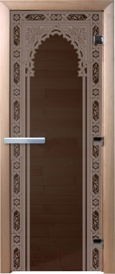 Стеклянная дверь для бани/сауны Doorwood Восточная арка 70x190 / DW03357 (графит)