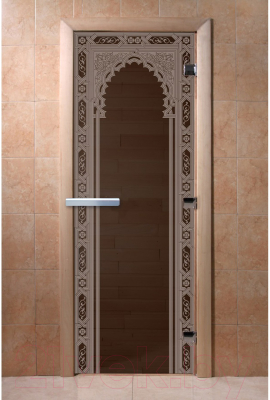Стеклянная дверь для бани/сауны Doorwood Восточная арка 70x190 / DW03357 (графит)