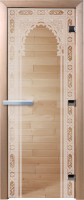 Стеклянная дверь для бани/сауны Doorwood Восточная арка 80x200 / DW01028 (прозрачный) - 