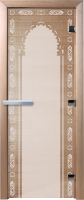 Стеклянная дверь для бани/сауны Doorwood Восточная арка 70x190 / DW01940 (сатин) - 