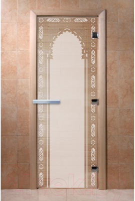 Стеклянная дверь для бани/сауны Doorwood Восточная арка 70x190 / DW01940 (сатин)