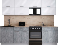 Кухонный гарнитур Интерлиния Мила Gloss 60-26 (белый глянец/керамика/травертин серый) - 
