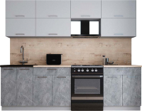 Кухонный гарнитур Интерлиния Мила Gloss 60-26 (пепел софт/керамика/травертин серый) - 