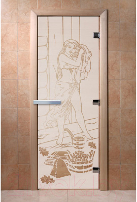 Стеклянная дверь для бани/сауны Doorwood Дженифер 70x190 / DW00091 (сатин)