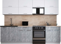 Кухонный гарнитур Интерлиния Мила Gloss 60-28 (белый софт/керамика/травертин серый) - 